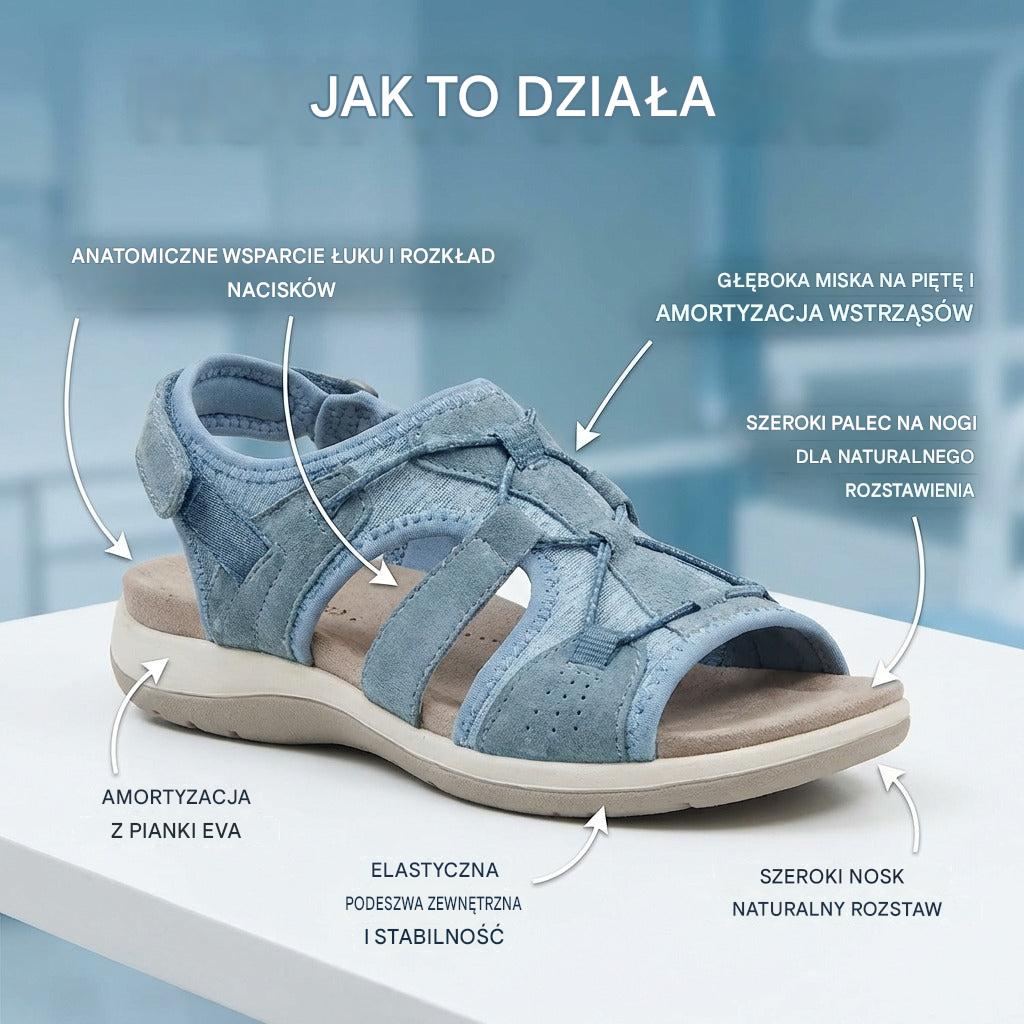 Ortopedyczne sandały sportowe z siateczki – regulowany model z wieloma paskami, odpowiedni przy palcach młotkowatych