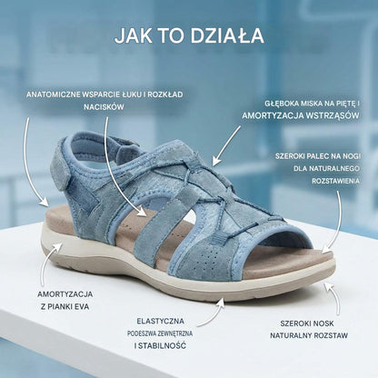 Ortopedyczne sandały sportowe z siateczki – regulowany model z wieloma paskami, odpowiedni przy palcach młotkowatych