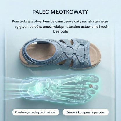 Ortopedyczne sandały sportowe z siateczki – regulowany model z wieloma paskami, odpowiedni przy palcach młotkowatych