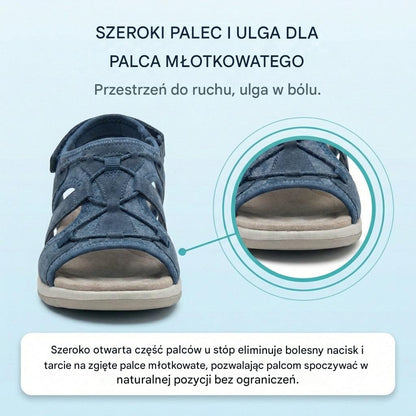 Ortopedyczne sandały sportowe z siateczki – regulowany model z wieloma paskami, odpowiedni przy palcach młotkowatych