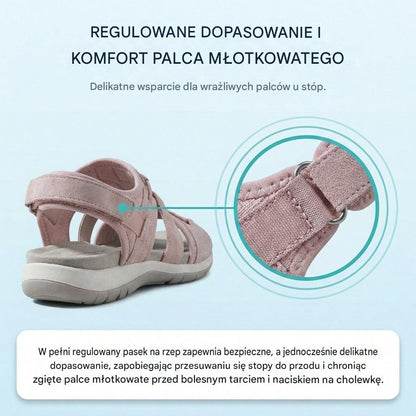 Ortopedyczne sandały sportowe z siateczki – regulowany model z wieloma paskami, odpowiedni przy palcach młotkowatych