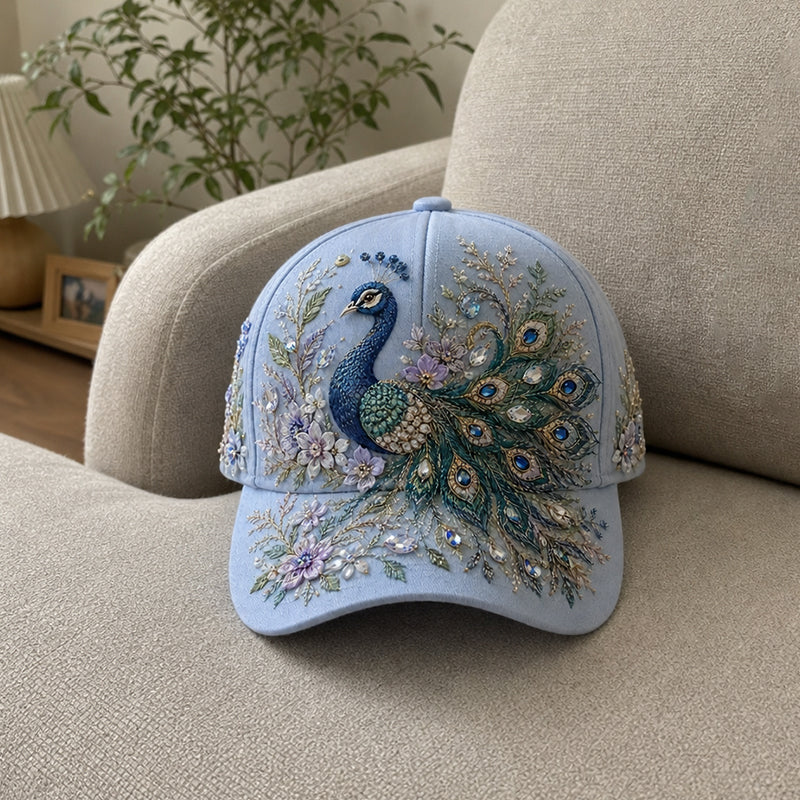 Elegancka damska bawełniana czapka z haftem kwiatowym – regulowany rozmiar 56–60 cm