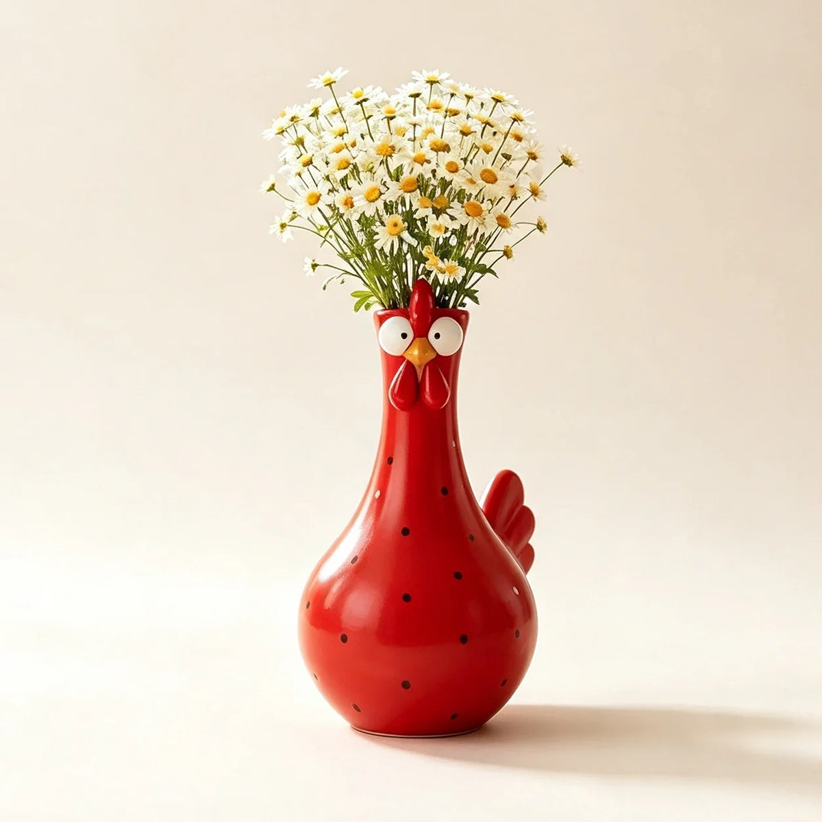 🐔 Uroczy ceramiczny wazon w kształcie kurki – oryginalna dekoracja na kwiaty i przytulny dom