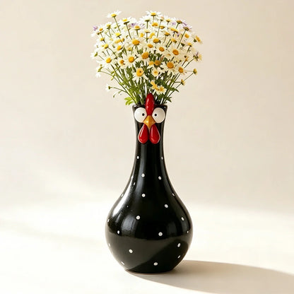 🐔 Uroczy ceramiczny wazon w kształcie kurki – oryginalna dekoracja na kwiaty i przytulny dom