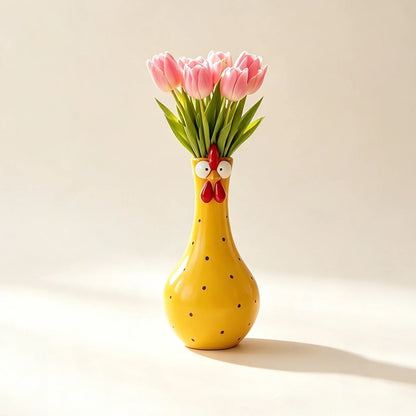 🐔 Uroczy ceramiczny wazon w kształcie kurki – oryginalna dekoracja na kwiaty i przytulny dom