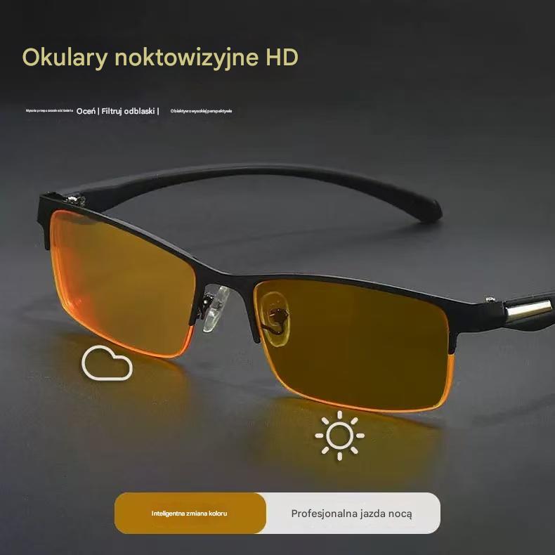 Nocne okulary o wysokiej rozdzielczości z antyodblaskową powłoką, zaprojektowane przez niemieckich inżynierów, idealne do środowisk o zróżnicowanym oświetleniu, do jazdy nocą oraz codziennej pracy biurowej.