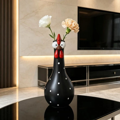 🐔 Uroczy ceramiczny wazon w kształcie kurki – oryginalna dekoracja na kwiaty i przytulny dom