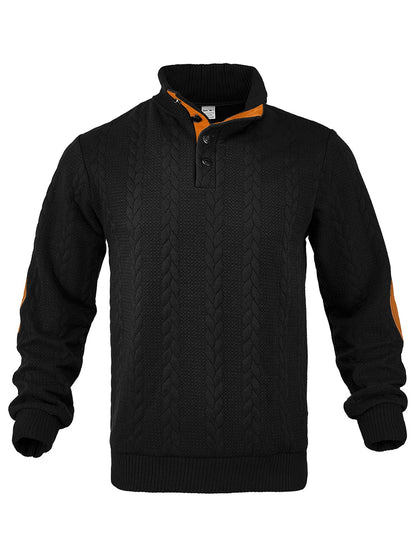 🔥 Luksusowy męski sweter z dzianiny z kołnierzykiem Henley i eleganckim haftem – wygodny styl na co dzień