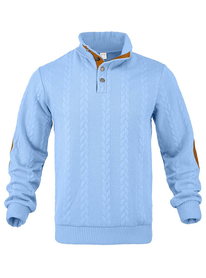 🔥 Luksusowy męski sweter z dzianiny z kołnierzykiem Henley i eleganckim haftem – wygodny styl na co dzień