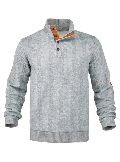 🔥 Luksusowy męski sweter z dzianiny z kołnierzykiem Henley i eleganckim haftem – wygodny styl na co dzień