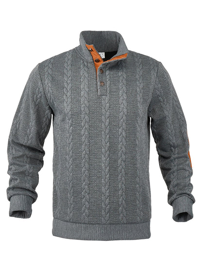 🔥 Luksusowy męski sweter z dzianiny z kołnierzykiem Henley i eleganckim haftem – wygodny styl na co dzień