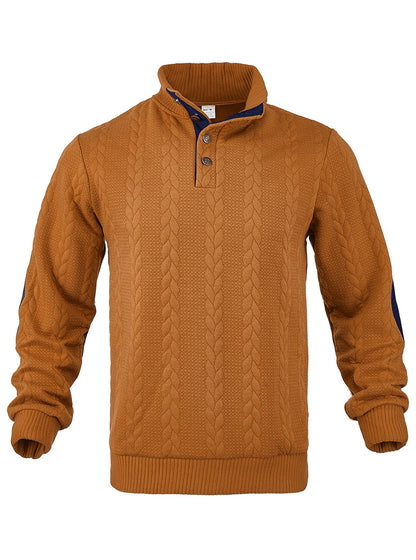 🔥 Luksusowy męski sweter z dzianiny z kołnierzykiem Henley i eleganckim haftem – wygodny styl na co dzień