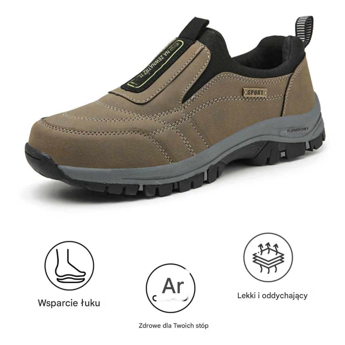 Outdoorowe buty ortopedyczne poprawiające równowagę oraz wspierające zdrowie kręgosłupa i stawów seniorów, odpowiednie dla kobiet i mężczyzn