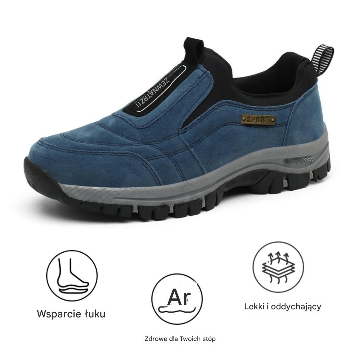 Outdoorowe buty ortopedyczne poprawiające równowagę oraz wspierające zdrowie kręgosłupa i stawów seniorów, odpowiednie dla kobiet i mężczyzn