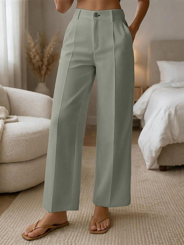 ✨ Damskie wygodne spodnie z wysokim stanem i szerokimi nogawkami – elegancki krój podkreślający sylwetkę na co dzień 💖