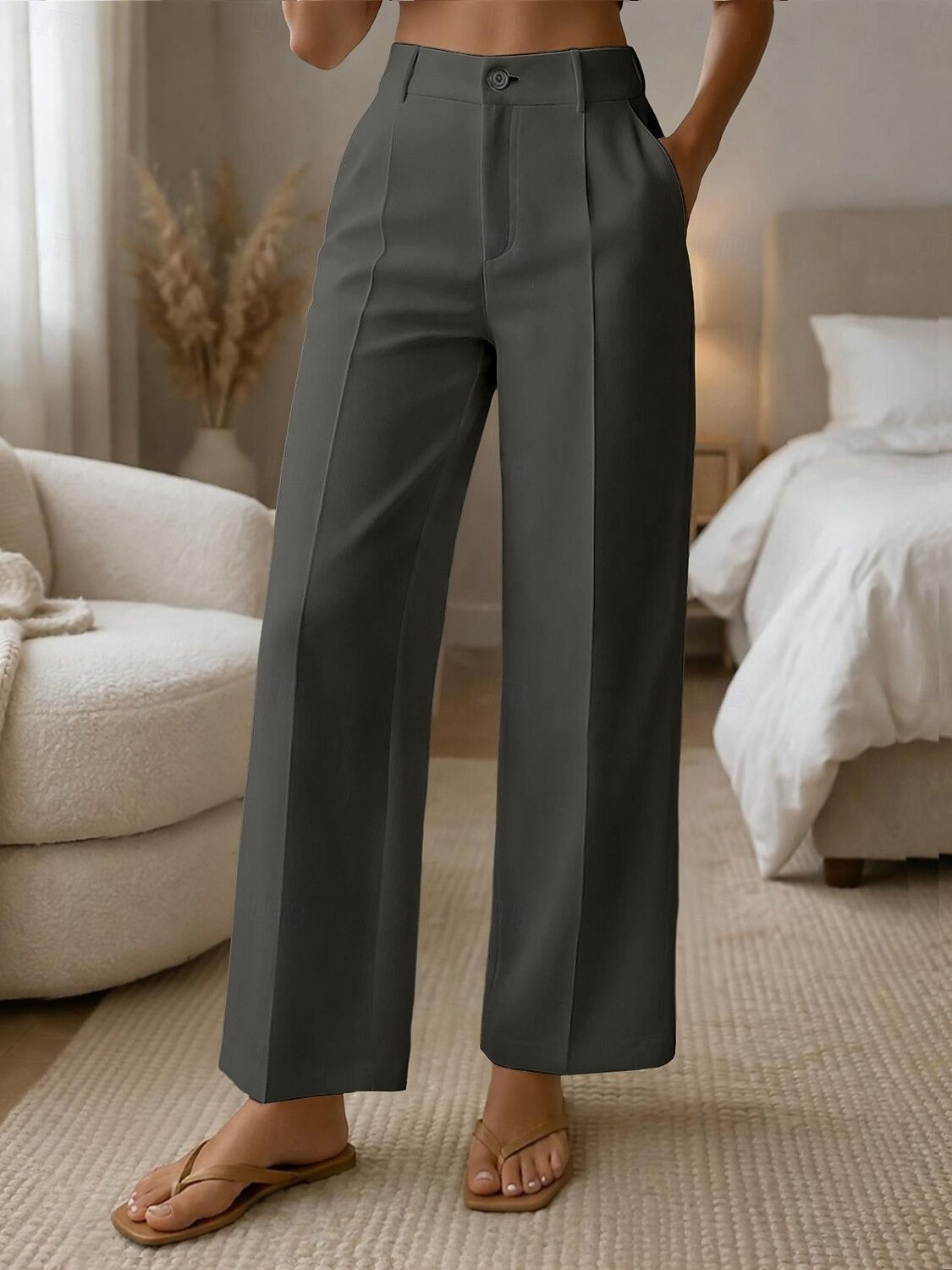 ✨ Damskie wygodne spodnie z wysokim stanem i szerokimi nogawkami – elegancki krój podkreślający sylwetkę na co dzień 💖