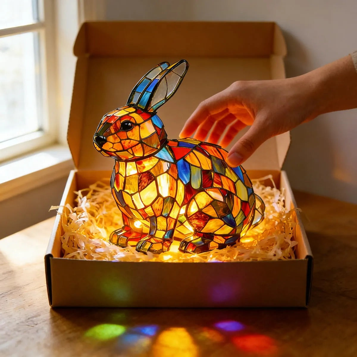 [🎉 Ekskluzywne dla członków ]Poeurva witrażowa lampa w stylu leśnego króliczka 🐰✨