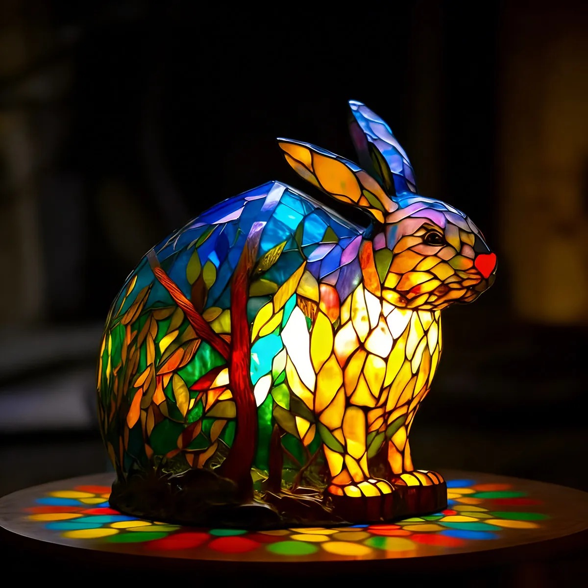 [🎉 Ekskluzywne dla członków ]Poeurva witrażowa lampa w stylu leśnego króliczka 🐰✨