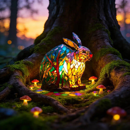 [🎉 Ekskluzywne dla członków ]Poeurva witrażowa lampa w stylu leśnego króliczka 🐰✨