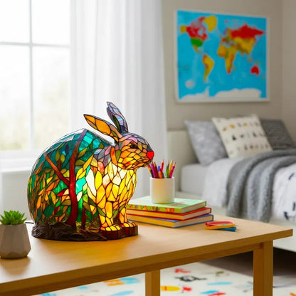 [🎉 Ekskluzywne dla członków ]Poeurva witrażowa lampa w stylu leśnego króliczka 🐰✨