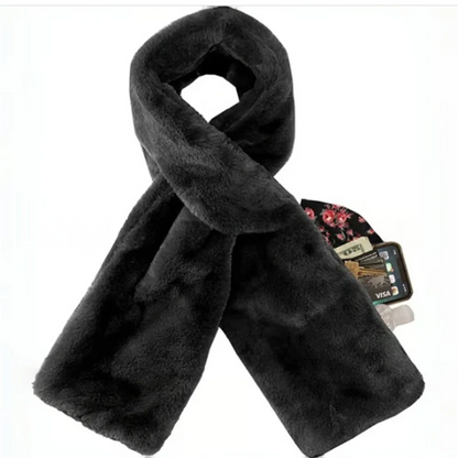 🎁Noworoczna zniżka 50 %!! ⚡Ponad 50 000 sprzedanych sztuk! 🧣Ekstra miękki i ciepły szal ze sztucznego futra z ukrytą kieszenią na zamek