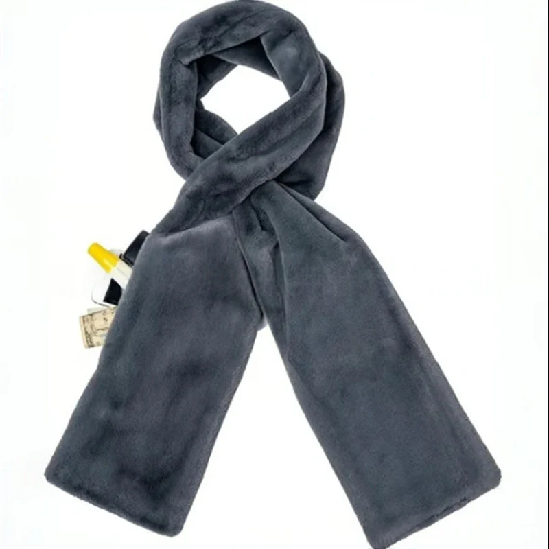 🎁Noworoczna zniżka 50 %!! ⚡Ponad 50 000 sprzedanych sztuk! 🧣Ekstra miękki i ciepły szal ze sztucznego futra z ukrytą kieszenią na zamek