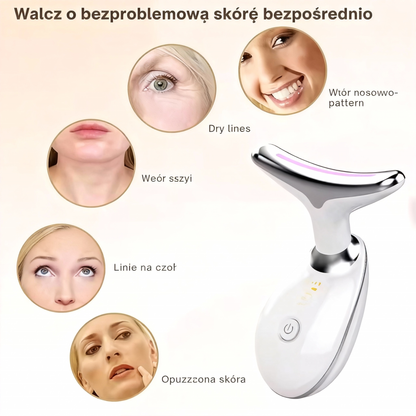 Modelujący aparat z czerwonym światłem do twarzy, szyi i ramion ✨ Zaprojektowany specjalnie dla dojrzałej skóry kobiet, pomaga uzyskać gładsze i jędrniejsze kontury skóry 💆‍♀️