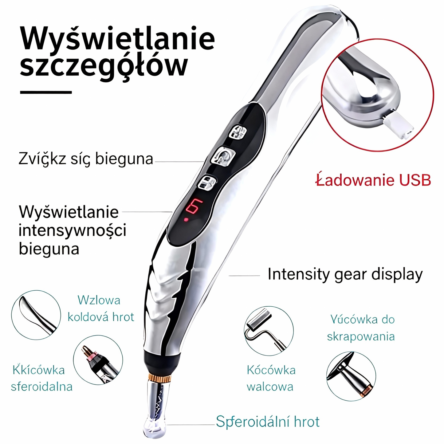 👍 Elektroniczny długopis akupunkturowy 5 w 1