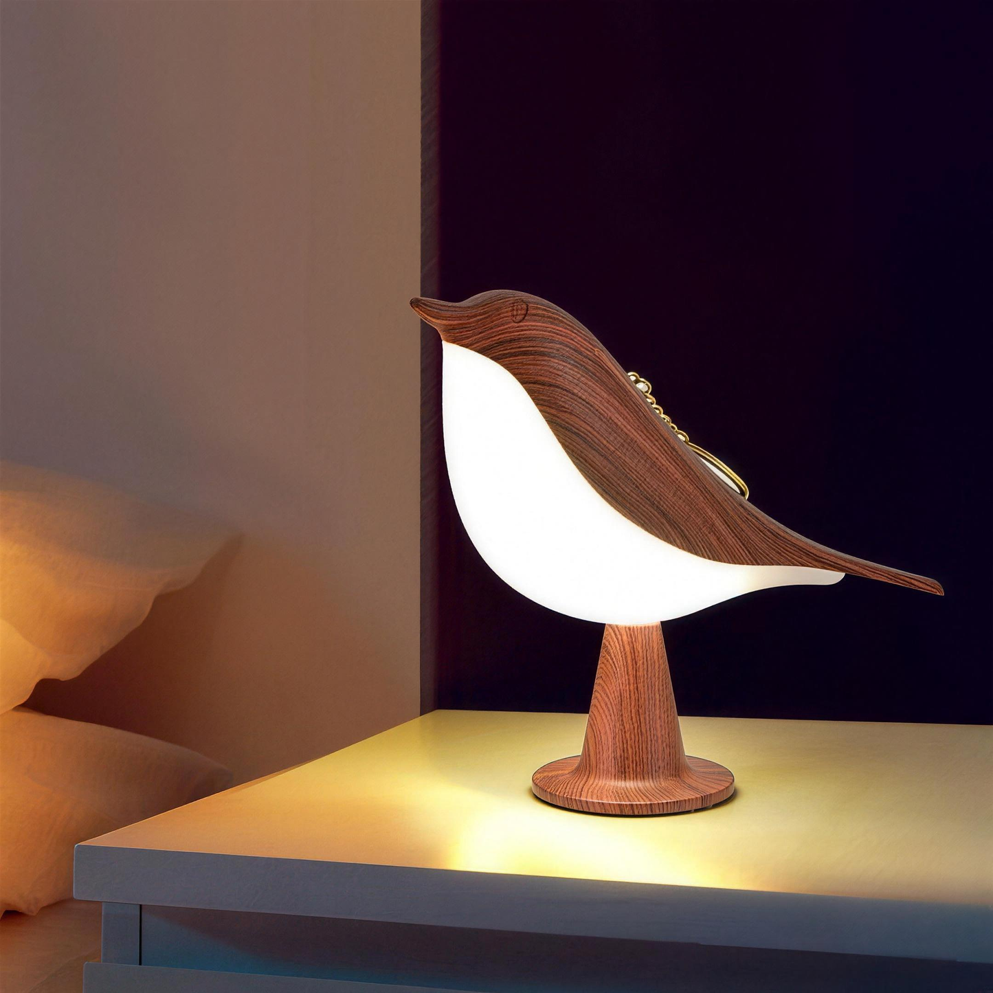 Artystyczna lampa ptak – miękkie światło i wbudowany dyfuzor zapachowy