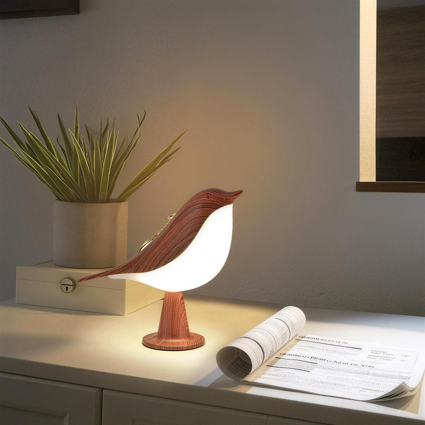 Artystyczna lampa ptak – miękkie światło i wbudowany dyfuzor zapachowy