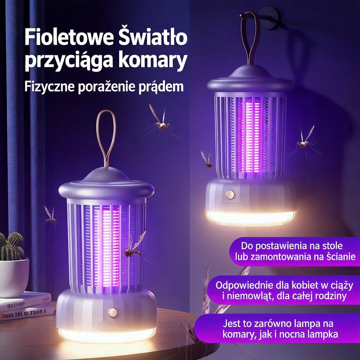 🦟 Wisząca lampa UV na komary – skuteczna, zdrowa i bezchemiczna ochrona ✨