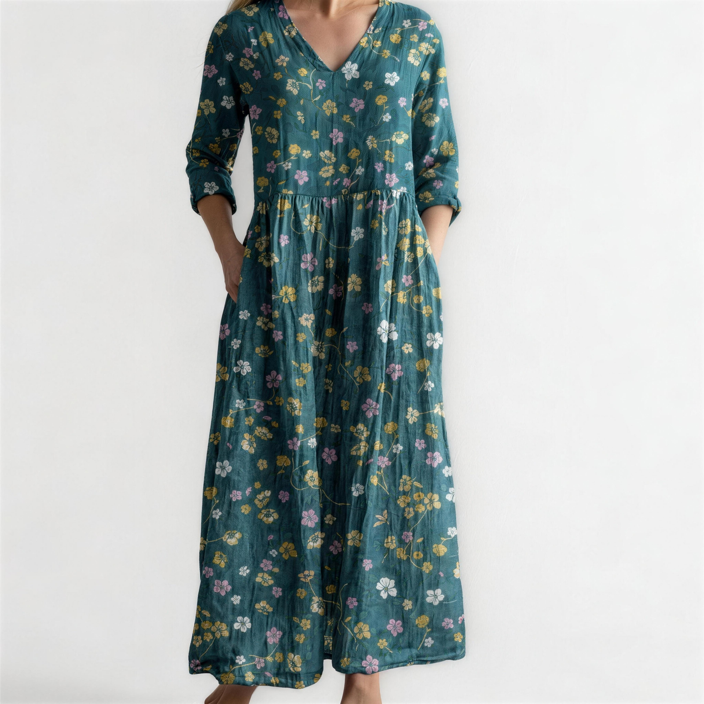 🎉 Ekskluzywna oferta dla członkiń 🔥 Letnia elegancka sukienka midi w kwiaty dla kobiet – lekka, kobieca i stylowa dla kobiet w średnim wieku