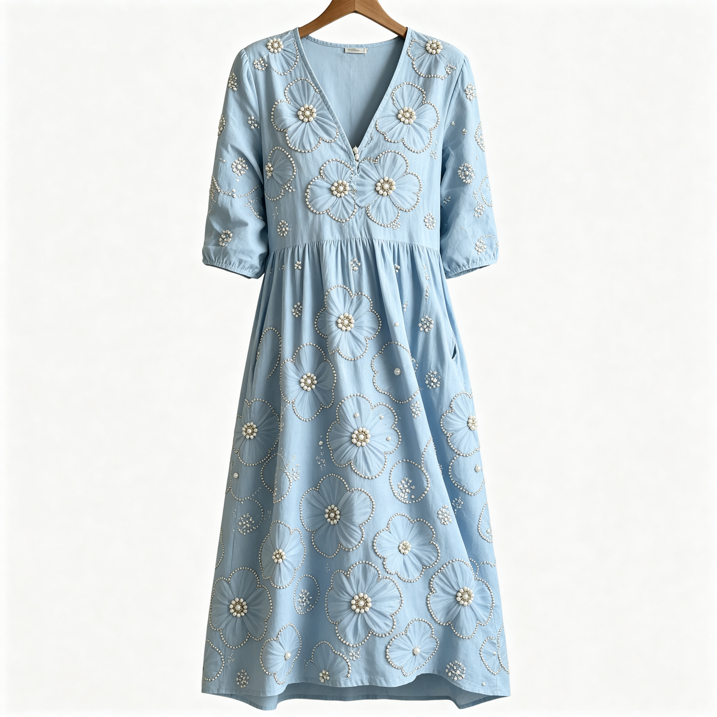 🎉 Ekskluzywna oferta dla członków ✨ Luksusowa letnia sukienka maxi z haftem perłowym dla kobiet w średnim wieku – elegancja i wygoda na każdą okazję