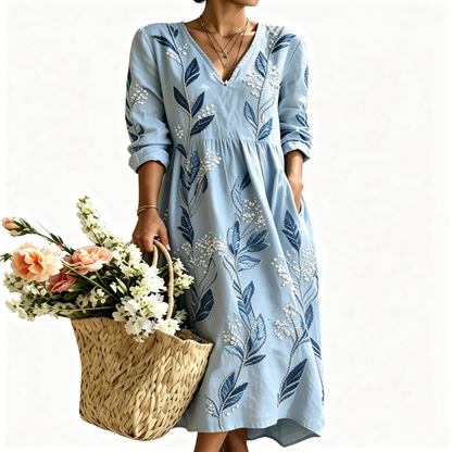 🎉 Ekskluzywna oferta dla członków ✨ Luksusowa letnia sukienka maxi z haftem perłowym dla kobiet w średnim wieku – elegancja i wygoda na każdą okazję