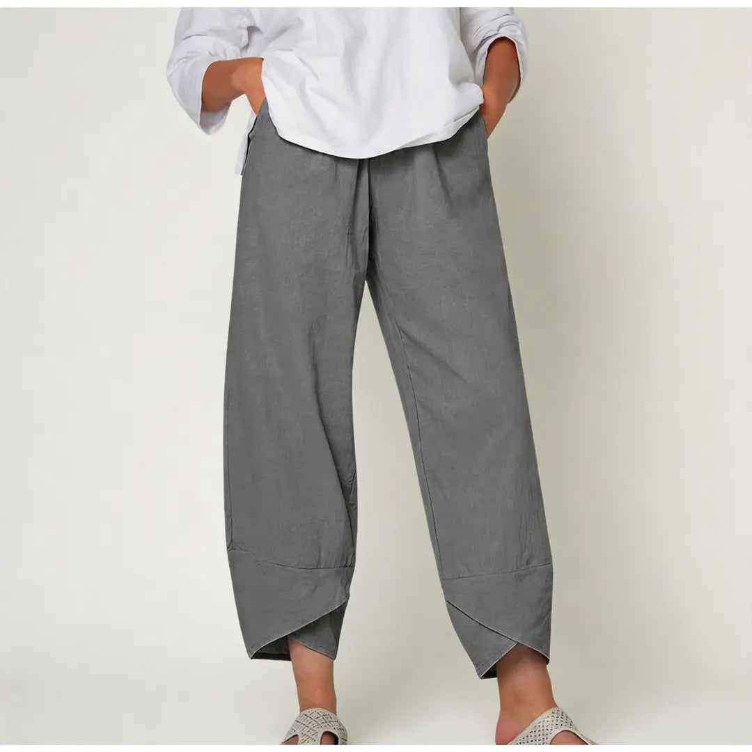 🎉 Ekskluzywna oferta dla członków | Jednokolorowe damskie spodnie z lnu i bawełny – Luźny krój, przewiewne letnie spodnie 7/8 w rozmiarach plus size ⭐