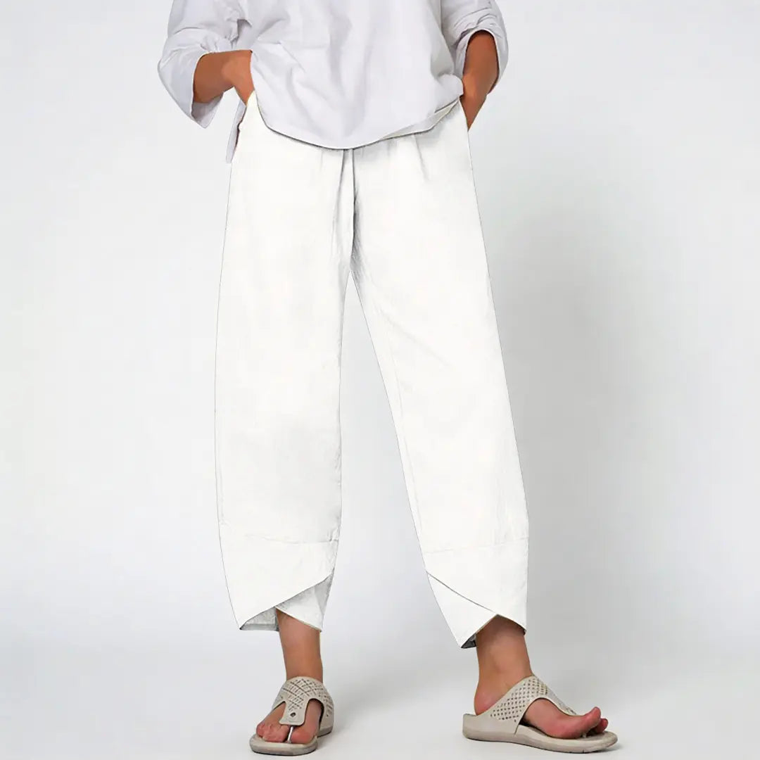 🎉 Ekskluzywna oferta dla członków | Jednokolorowe damskie spodnie z lnu i bawełny – Luźny krój, przewiewne letnie spodnie 7/8 w rozmiarach plus size ⭐