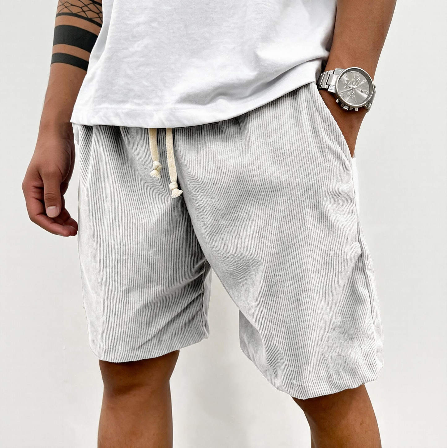 🔥 Najwygodniejsze męskie letnie szorty z manchesteru – luźny krój, regulowany pas i styl na co dzień! 👖✨
