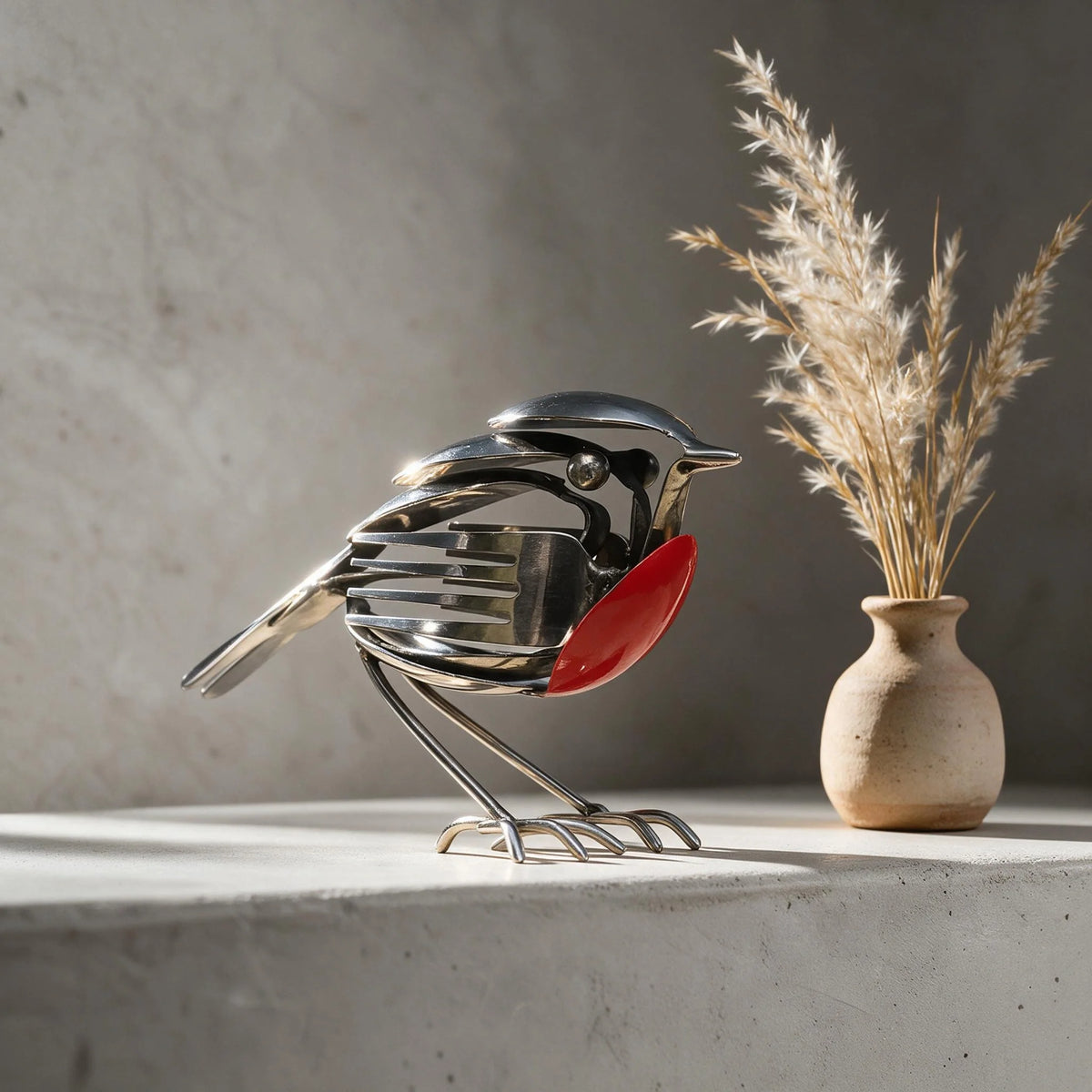 🐦 Ręcznie wykonana metalowa dekoracja w kształcie rudzika – elegancka ozdoba do ogrodu i domu