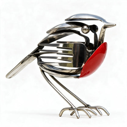 🐦 Ręcznie wykonana metalowa dekoracja w kształcie rudzika – elegancka ozdoba do ogrodu i domu